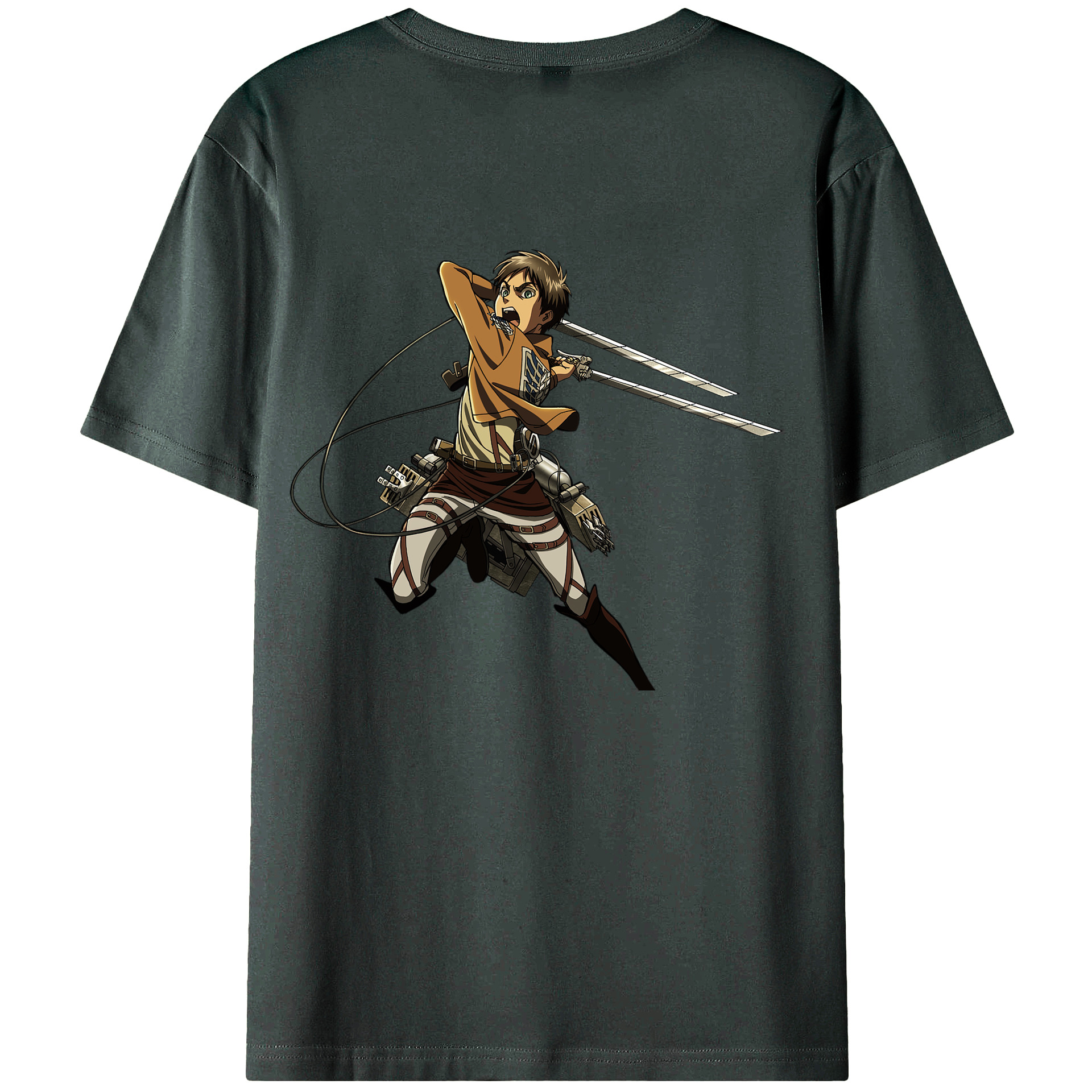 （画像用） 進撃の巨人 エレン･イェーガー Attack on Titan Eren Jäger 綿100％ メンズ半袖Tシャツ（バックプリント） 通気性
